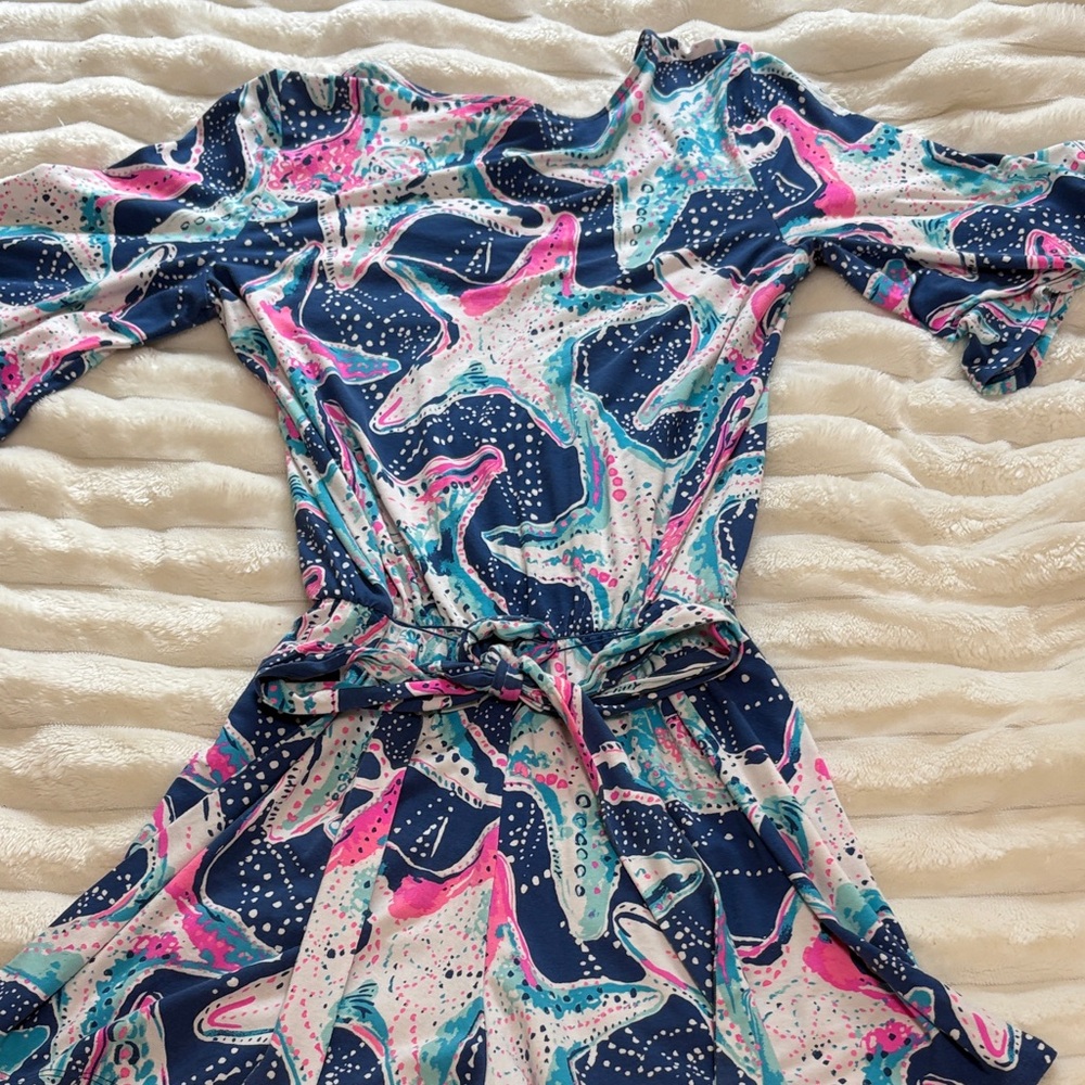 Lilly Pulitzer Navy Multicolor Starfish-Print Girls Romper - Picture 3 of 3